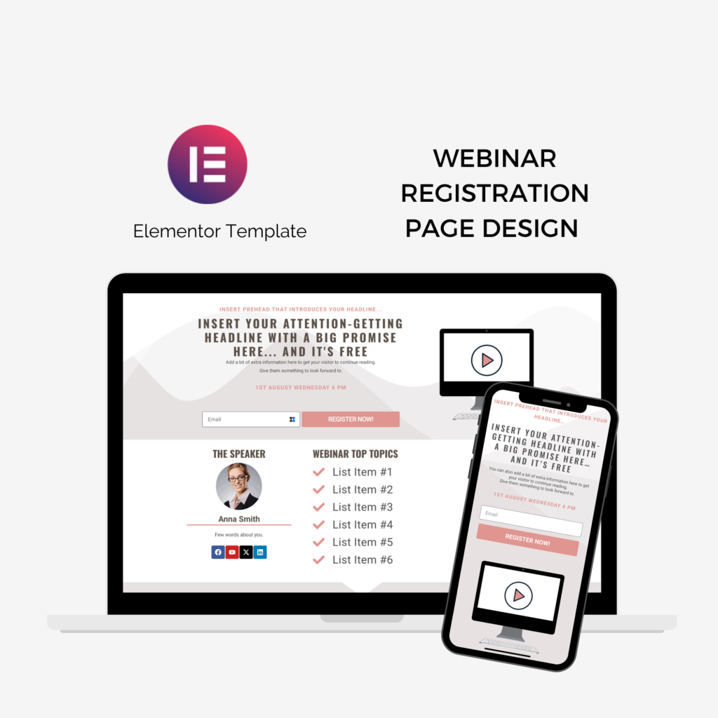 Elementor Template Registration Page Cappuccino