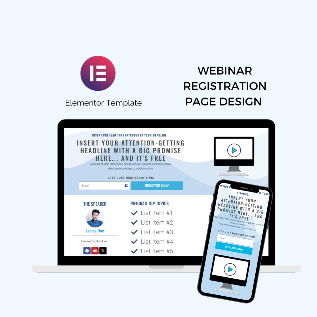 Elementor Template Webinar Blue