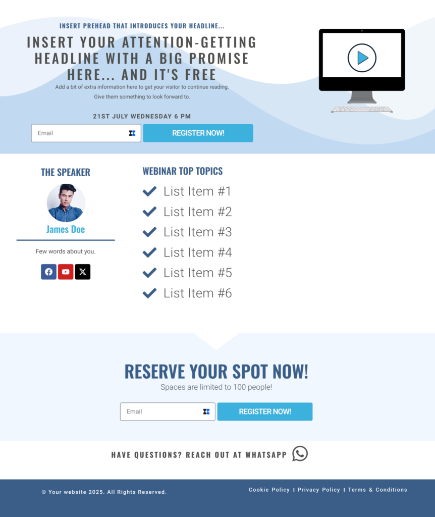 Webinar Registration Template