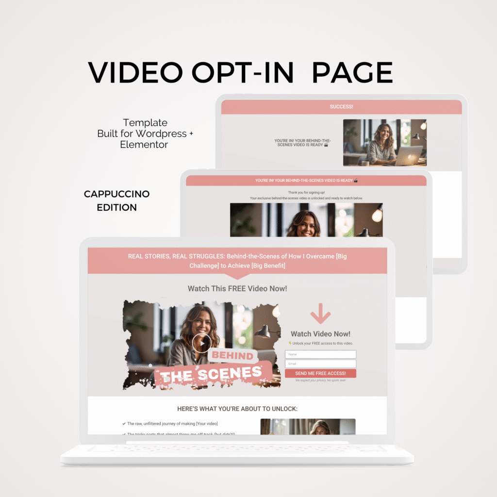Video Optin Page - Built for Wordpress & Elementor Cappuccino