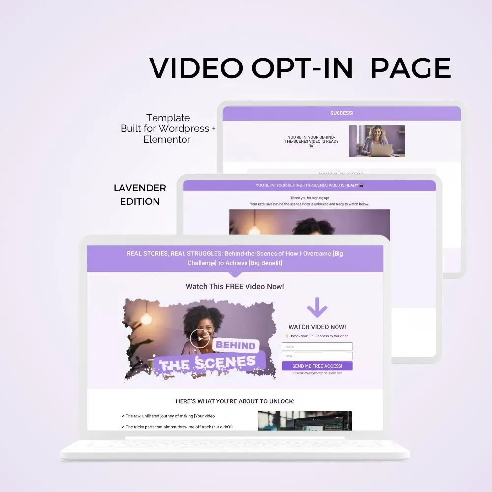 Elementor Template Webinar Lavender